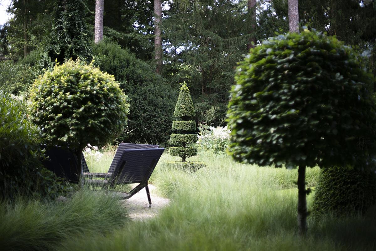 Formschnittgehölze als prägendes Gestaltungselement im Villengarten.