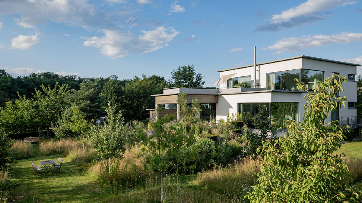 Biodiversitätsorientierte Gartenplanung mit klimaresilienter Pflanzstruktur.